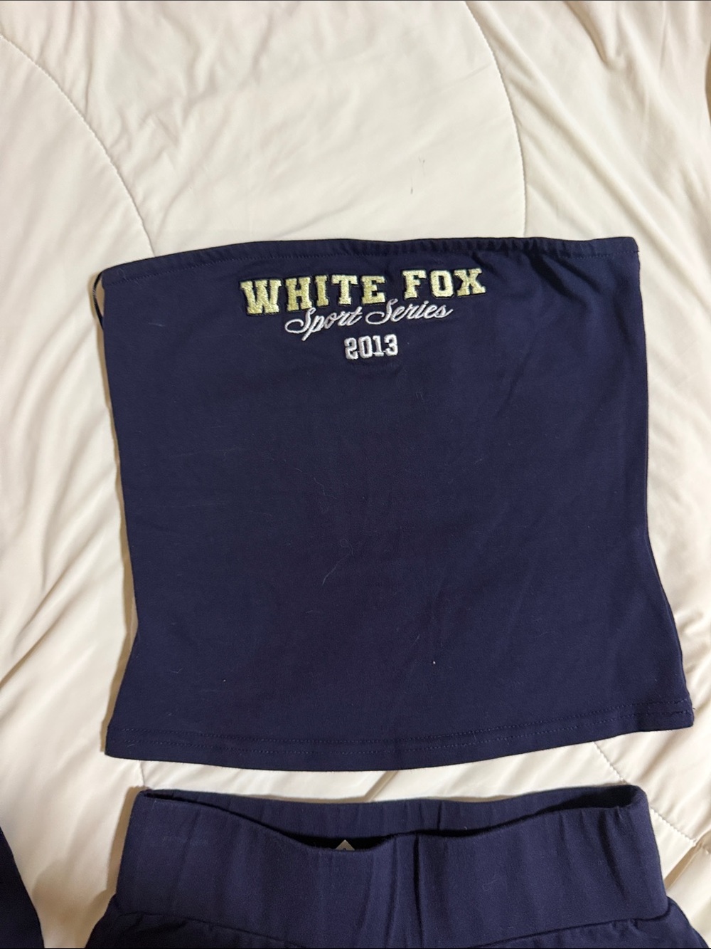 White fox set, tube top and flare pants XS - Picture 2 of 4